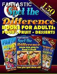 fantastic spot the difference book for adults: food - fruit - desserts