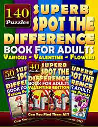 superb spot the difference book for adults: various - valentine - flowers
