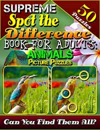 supreme spot the difference book for adults: animal picture puzzles