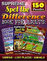 supreme spot the difference book for adults: various - lost places - animals