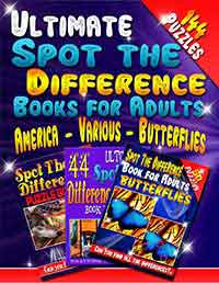 ultimate spot the difference book for adults: america - various - butterflies